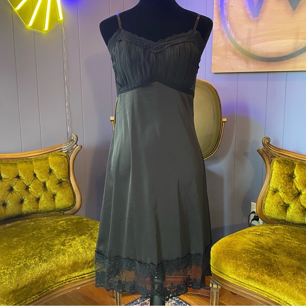 Belle Pogue Black Lace Retro Vibes Slip Dress Size Small